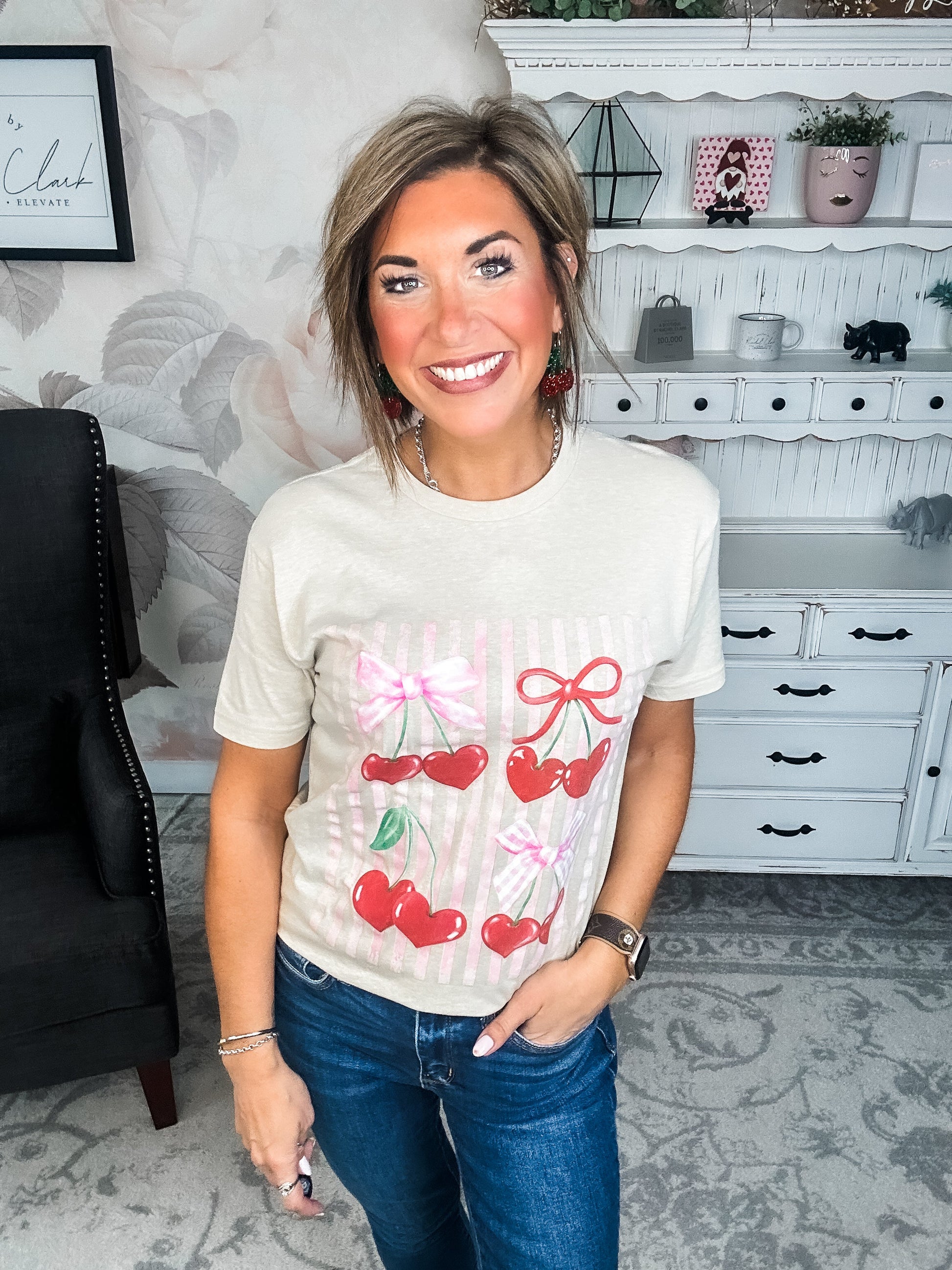 Cheery Cherry Bow Graphic Tee