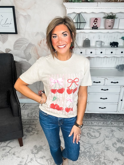 Cheery Cherry Bow Graphic Tee