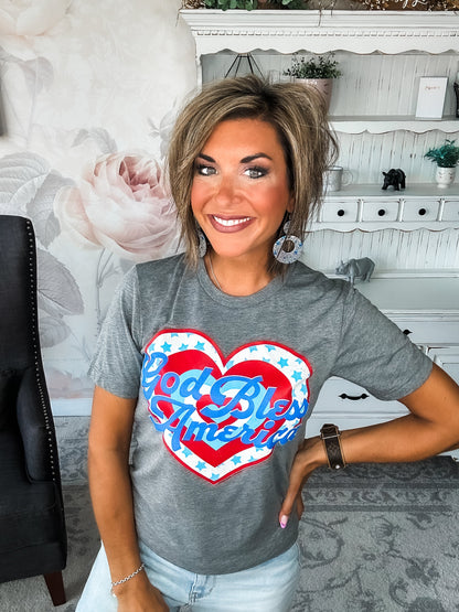 God Bless America Heart Graphic Tee
