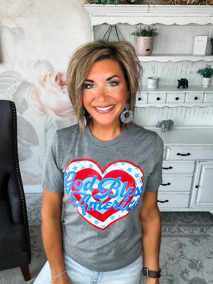 God Bless America Heart Graphic Tee