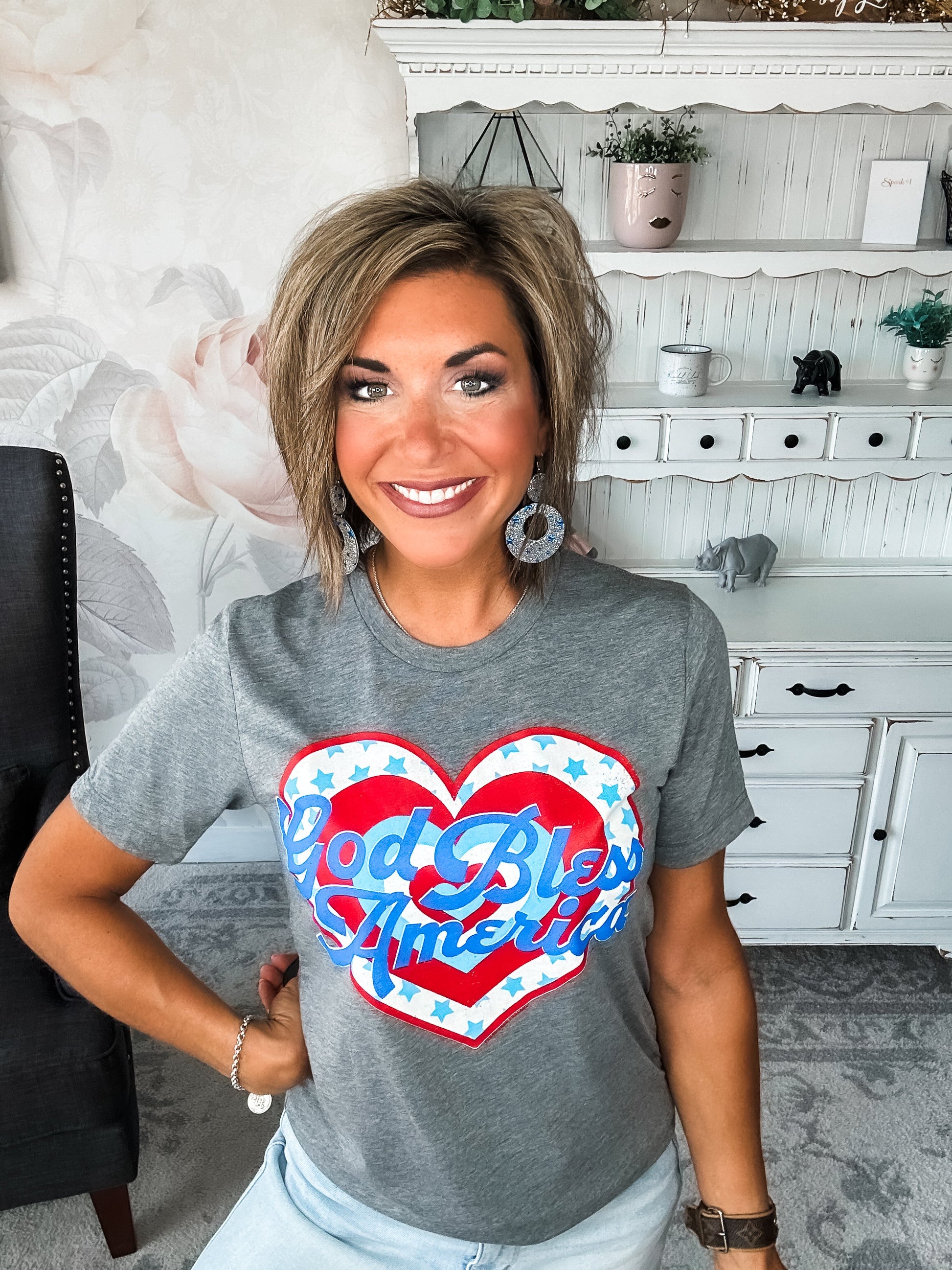 God Bless America Heart Graphic Tee