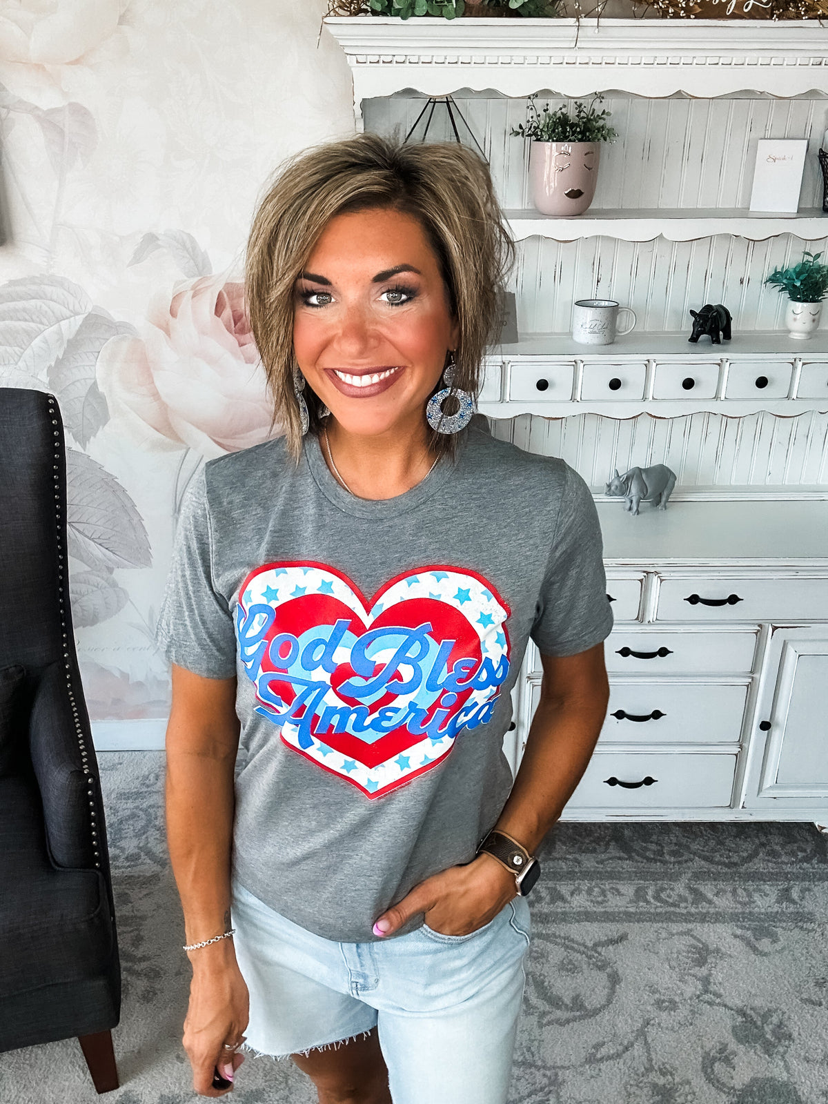 God Bless America Heart Graphic Tee