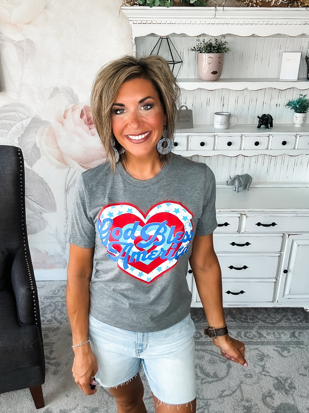 God Bless America Heart Graphic Tee