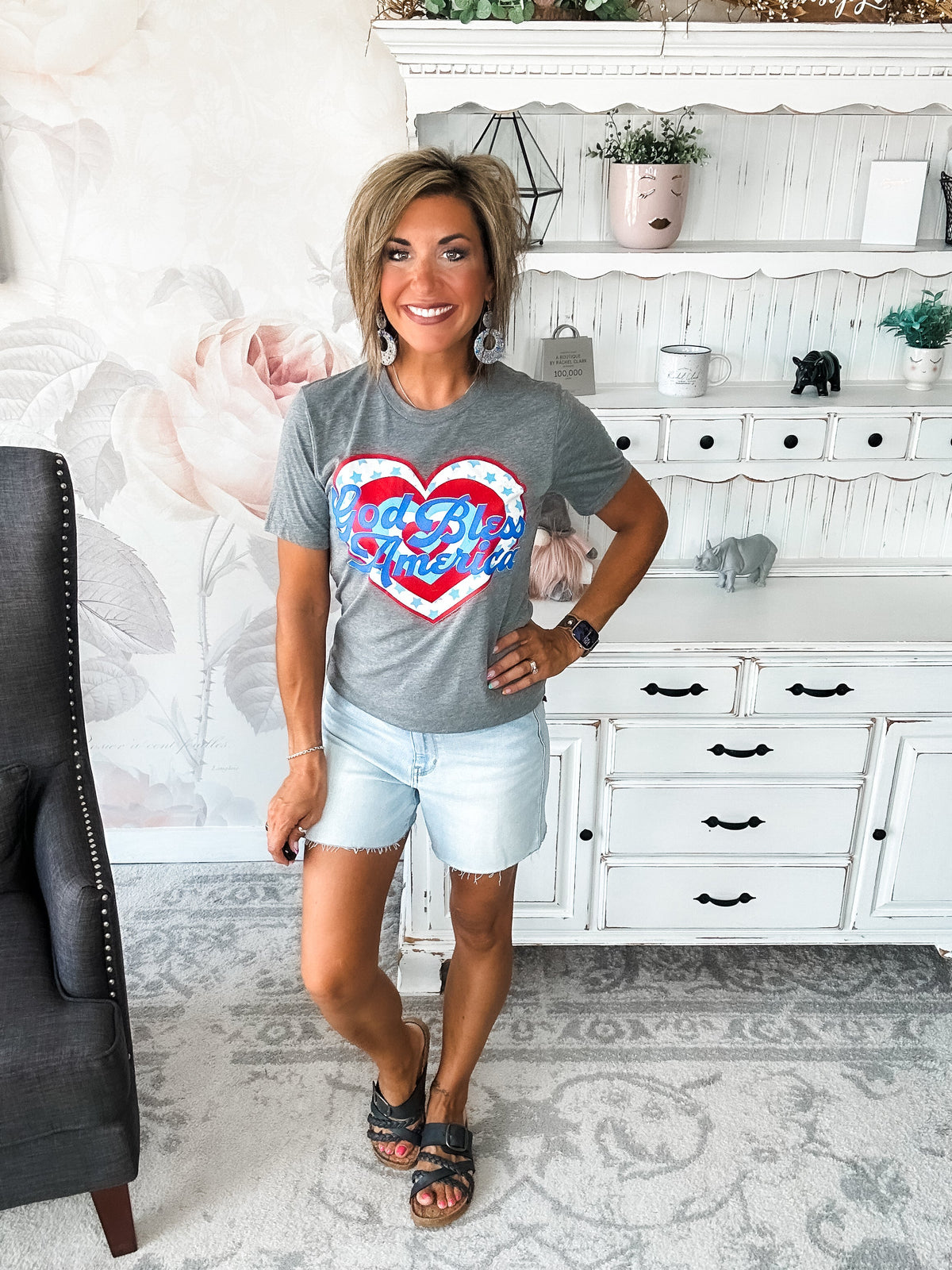 God Bless America Heart Graphic Tee