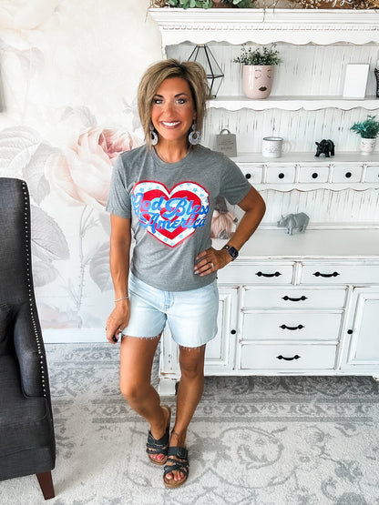 God Bless America Heart Graphic Tee