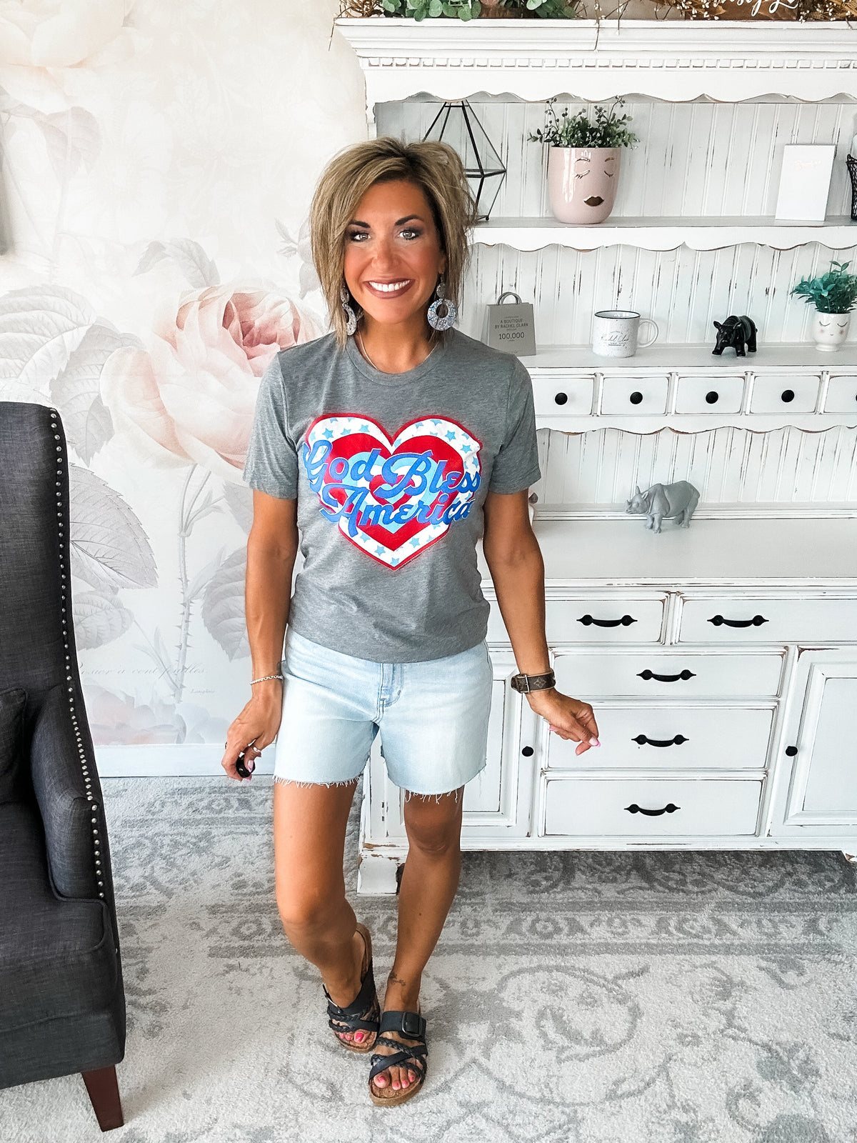 God Bless America Heart Graphic Tee