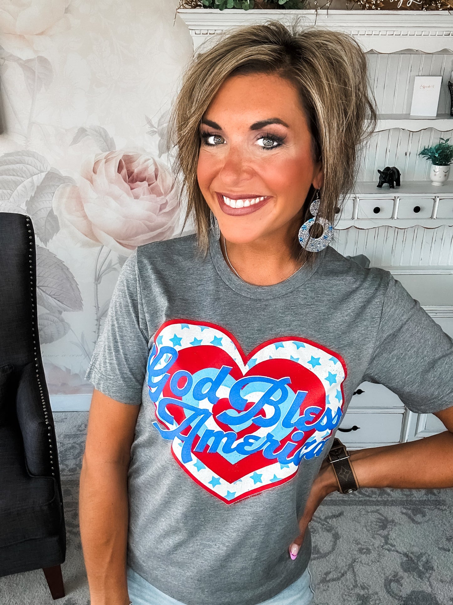 God Bless America Heart Graphic Tee