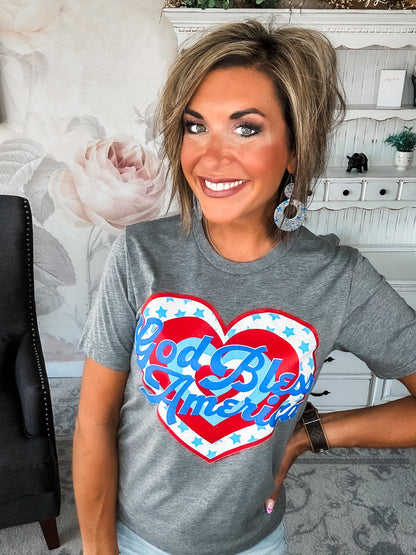 God Bless America Heart Graphic Tee