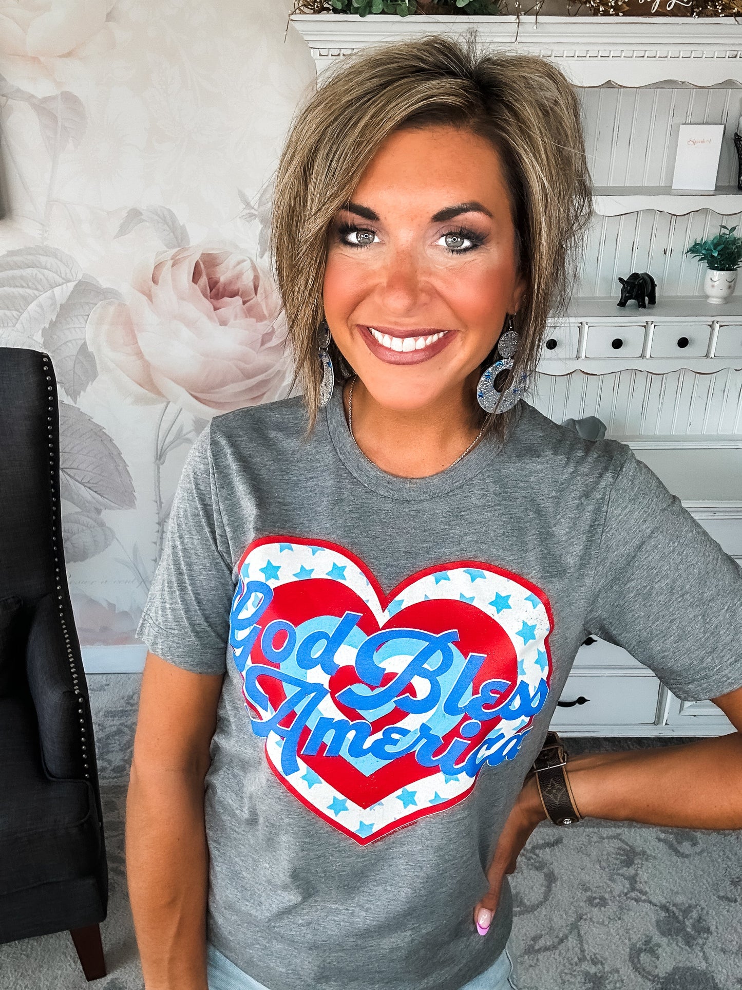 God Bless America Heart Graphic Tee