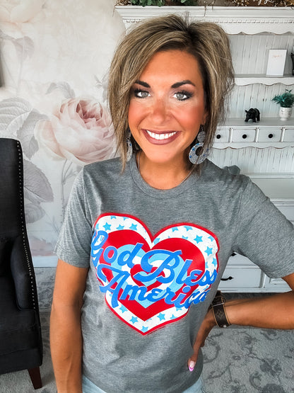 God Bless America Heart Graphic Tee