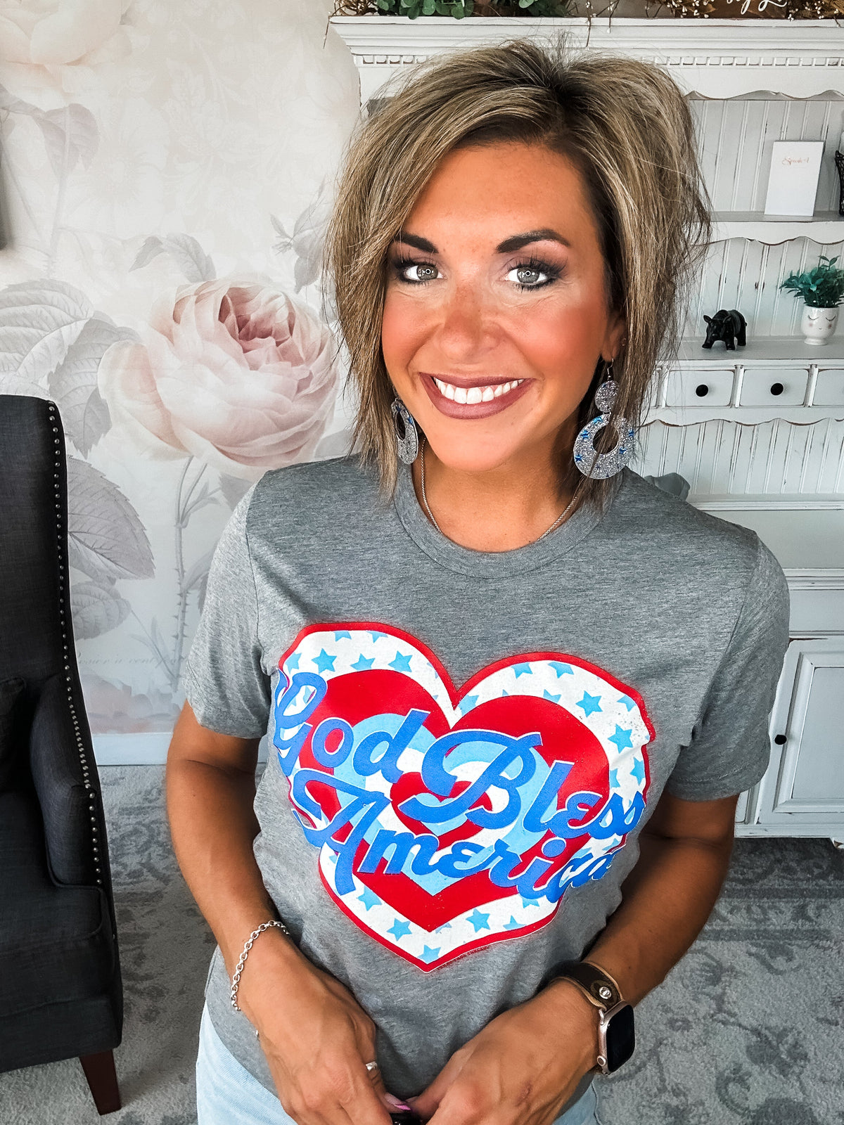 God Bless America Heart Graphic Tee