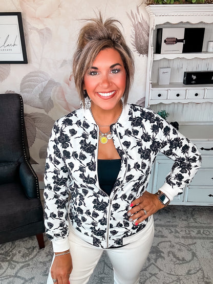Ampersand Avenue Bomber Jacket - Floral Symphony