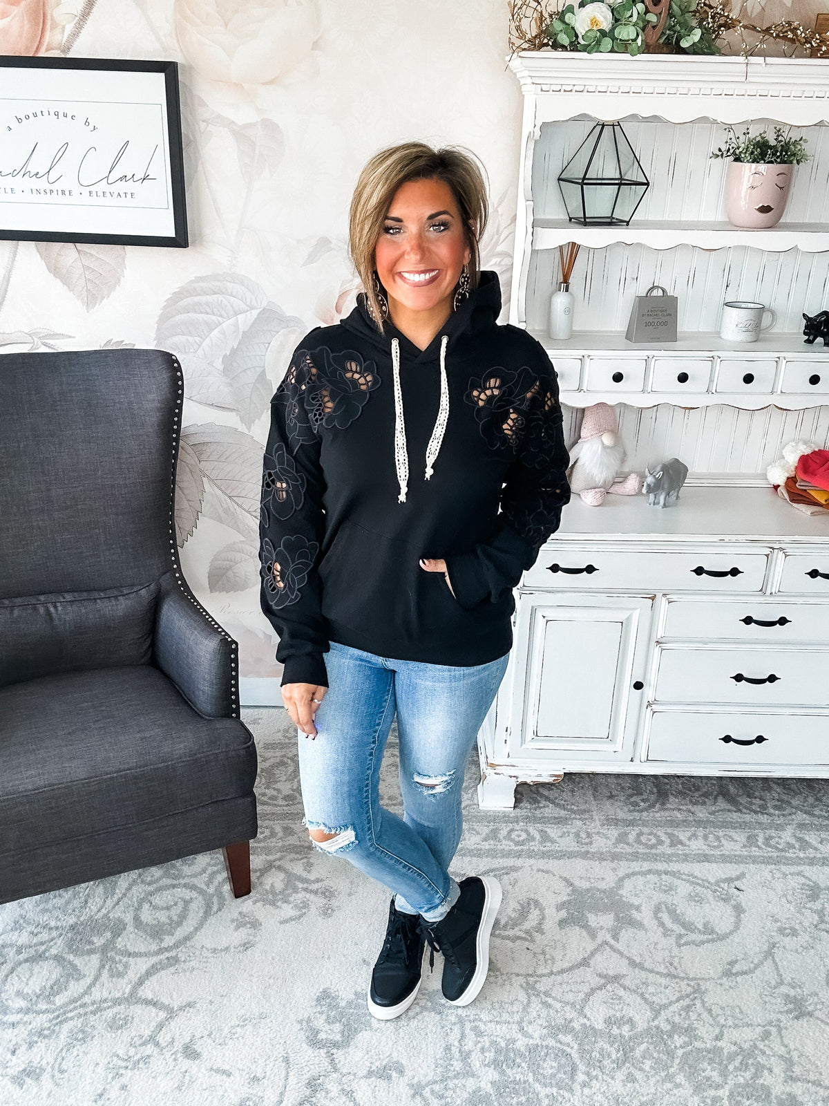 Ampersand Avenue University Hoodie - Love Story - Black