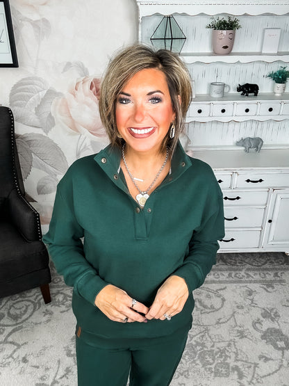 Ampersand Avenue Never Better Button Top - Forest Green