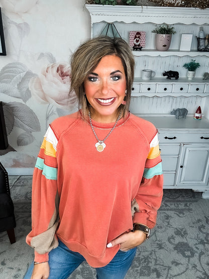 Don't Go Back Pullover Top