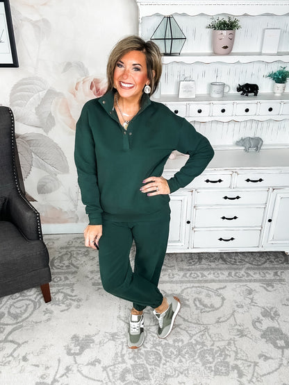 Ampersand Avenue Never Better Button Top - Forest Green