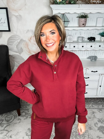 Ampersand Avenue Never Better Button Top - Wine