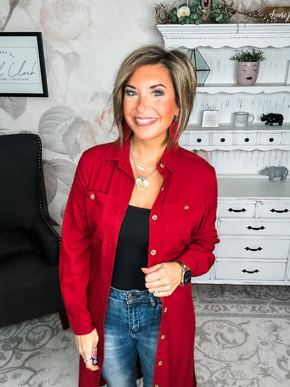 From the Top Button Down Dress - Red