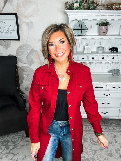 From the Top Button Down Dress - Red