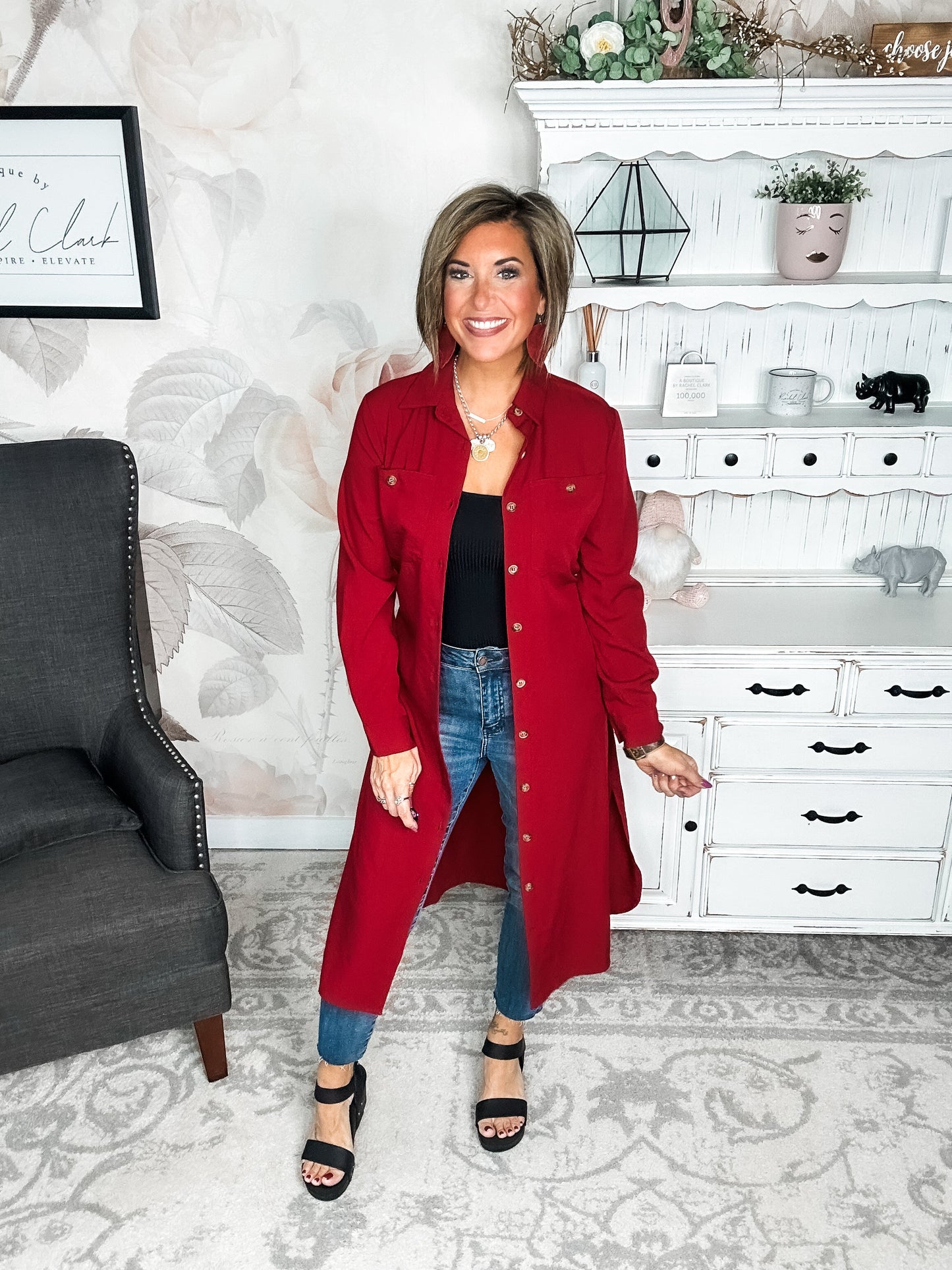 From the Top Button Down Dress - Red