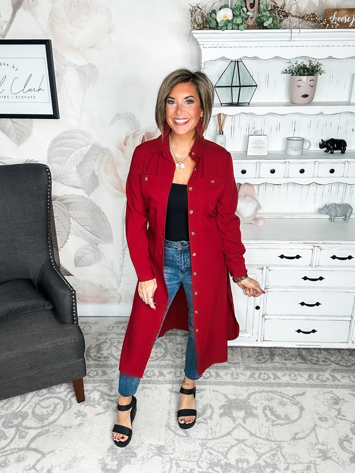 From the Top Button Down Dress - Red