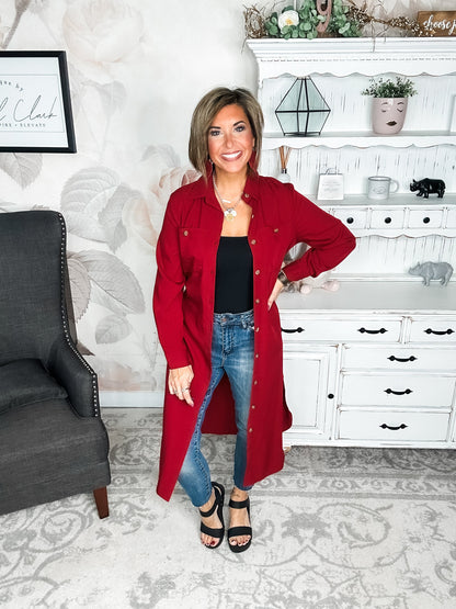 From the Top Button Down Dress - Red