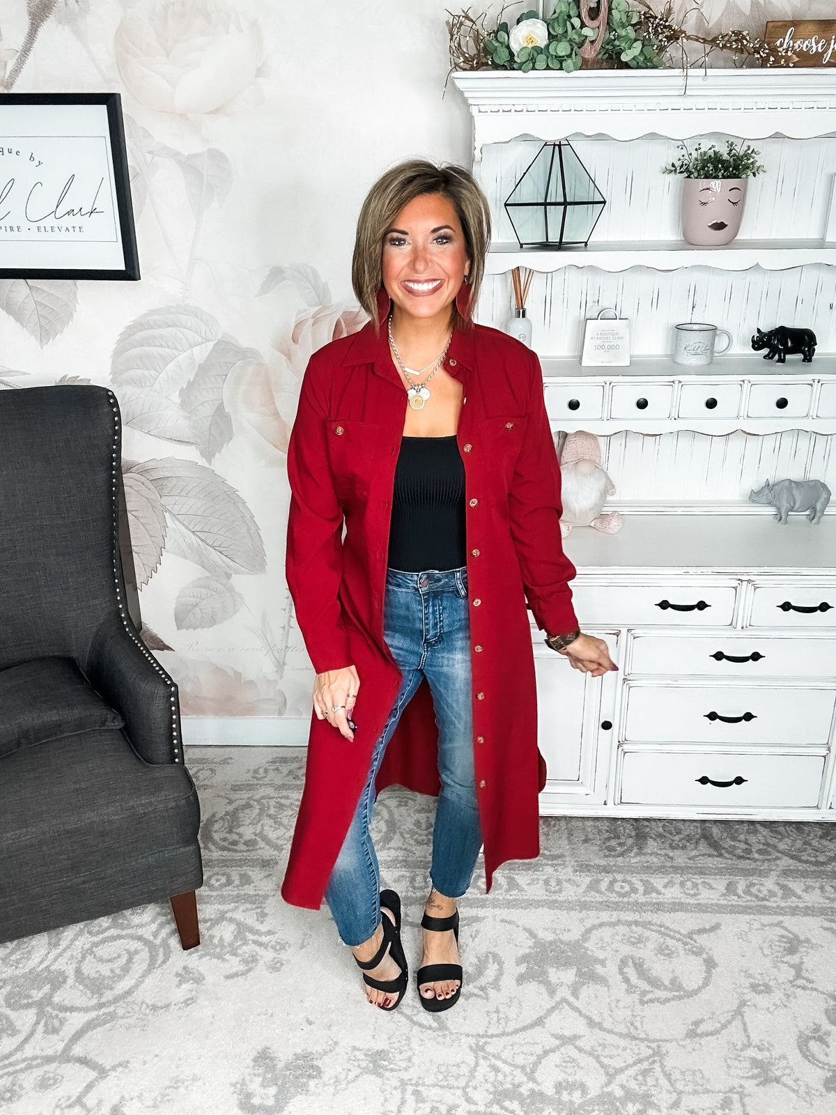 From the Top Button Down Dress - Red