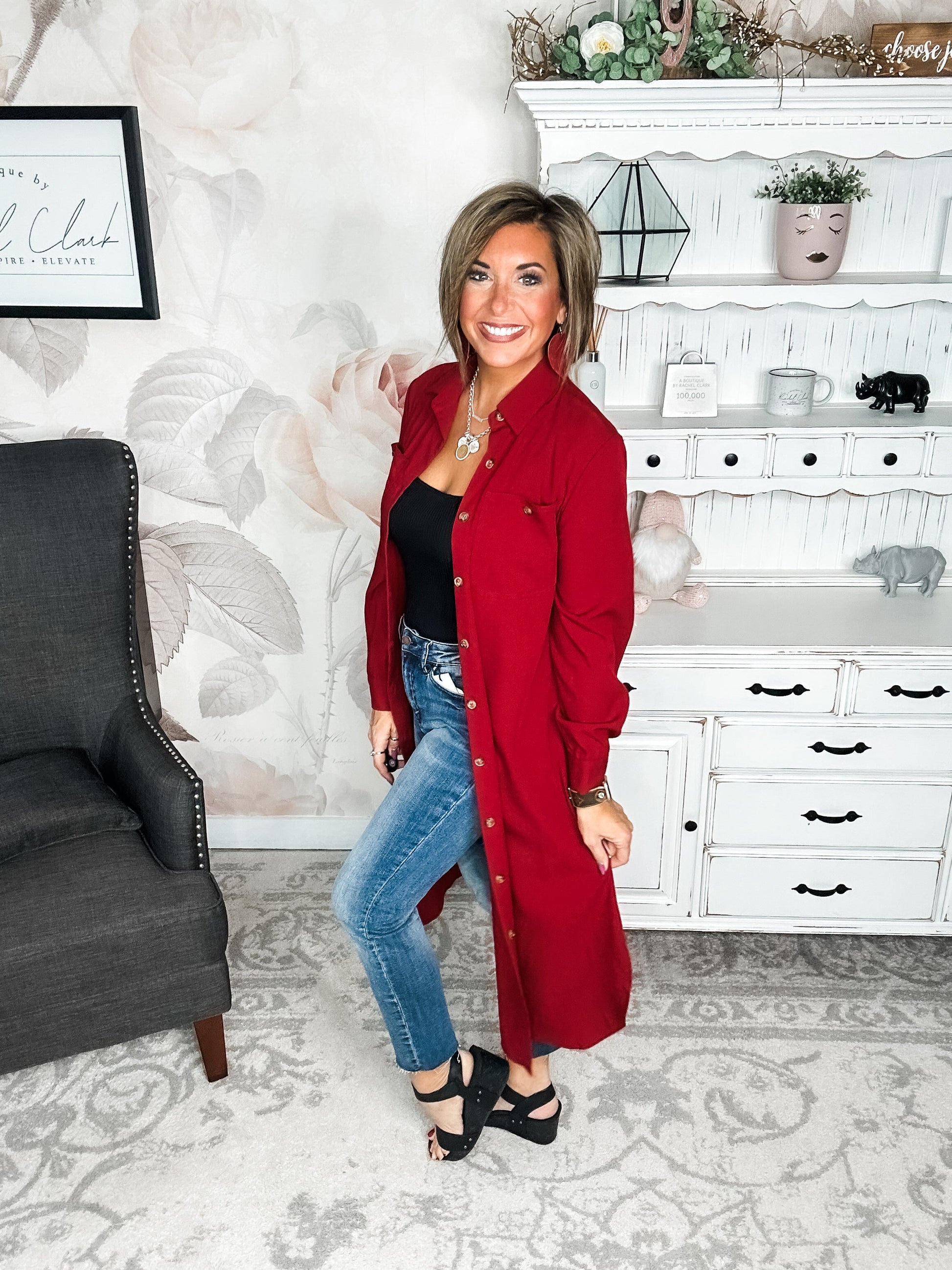 From the Top Button Down Dress - Red