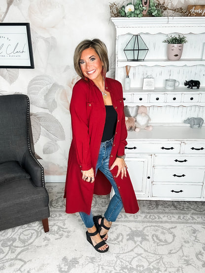 From the Top Button Down Dress - Red