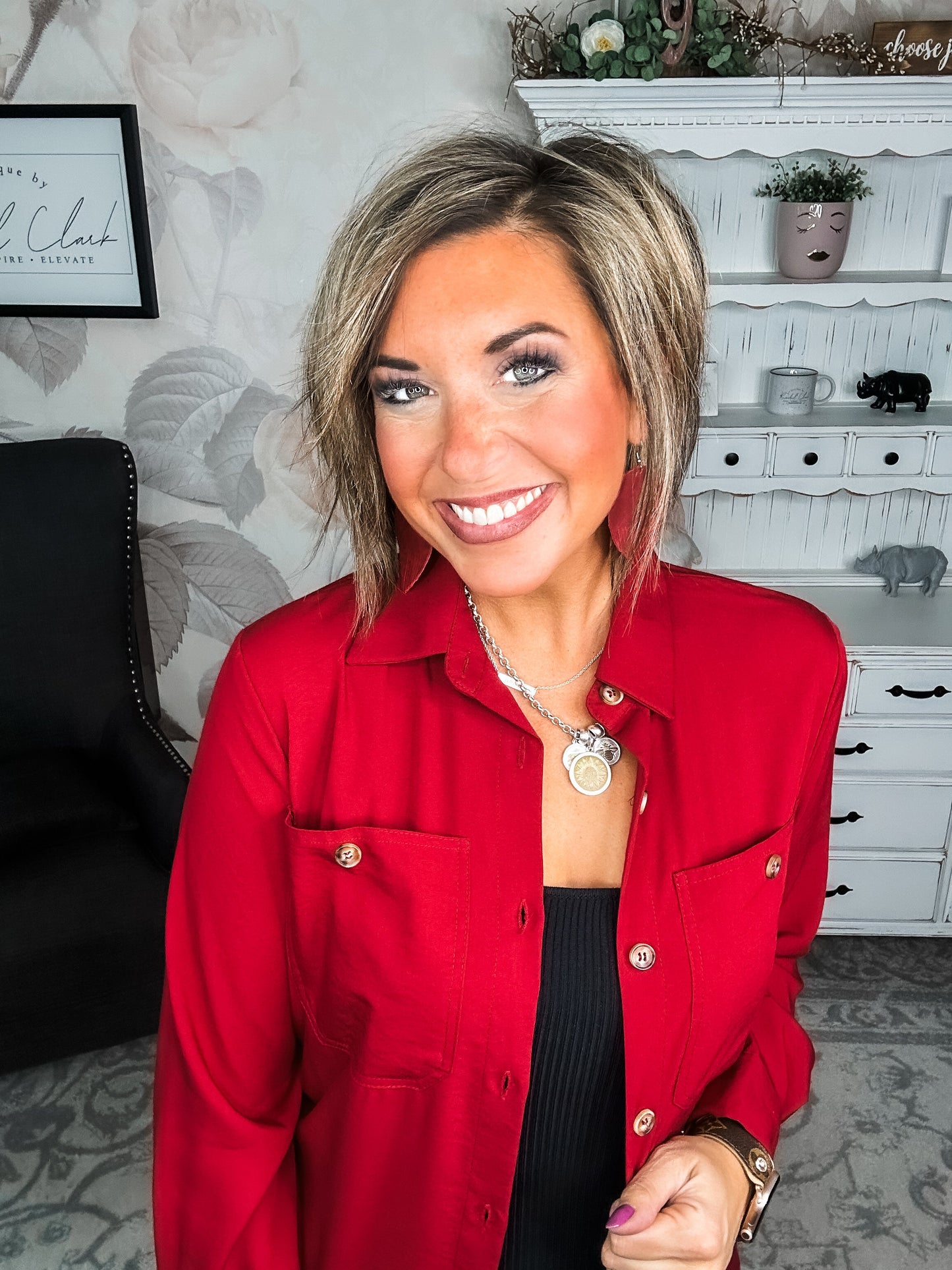 From the Top Button Down Dress - Red