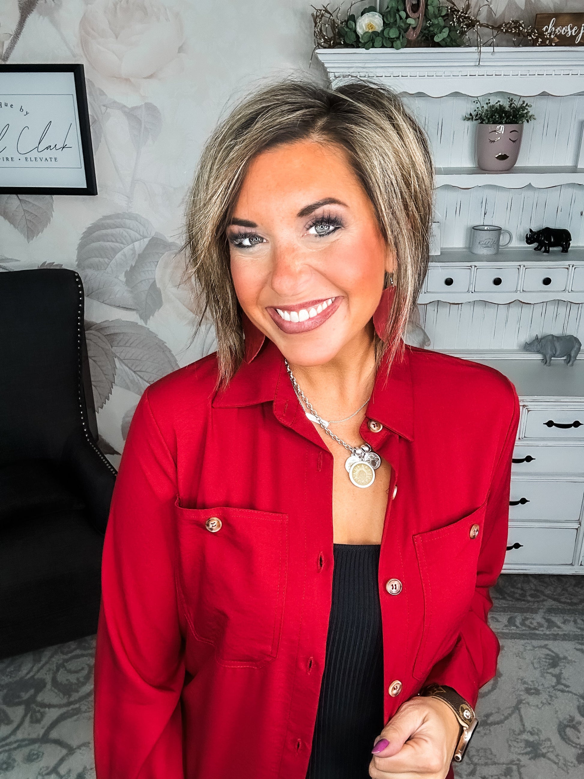 From the Top Button Down Dress - Red