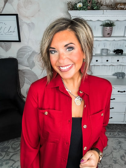 From the Top Button Down Dress - Red