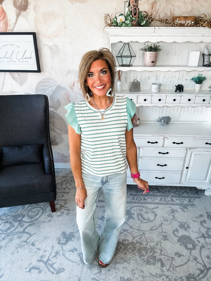 Mend A Broken Heart Top - Sage