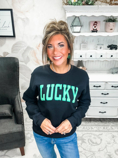 Green Lucky Puff Sweatshirt