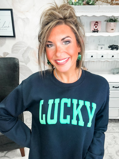 Green Lucky Puff Sweatshirt