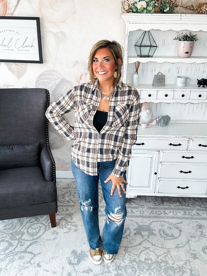 Just A Glimpse Button Down - Olive