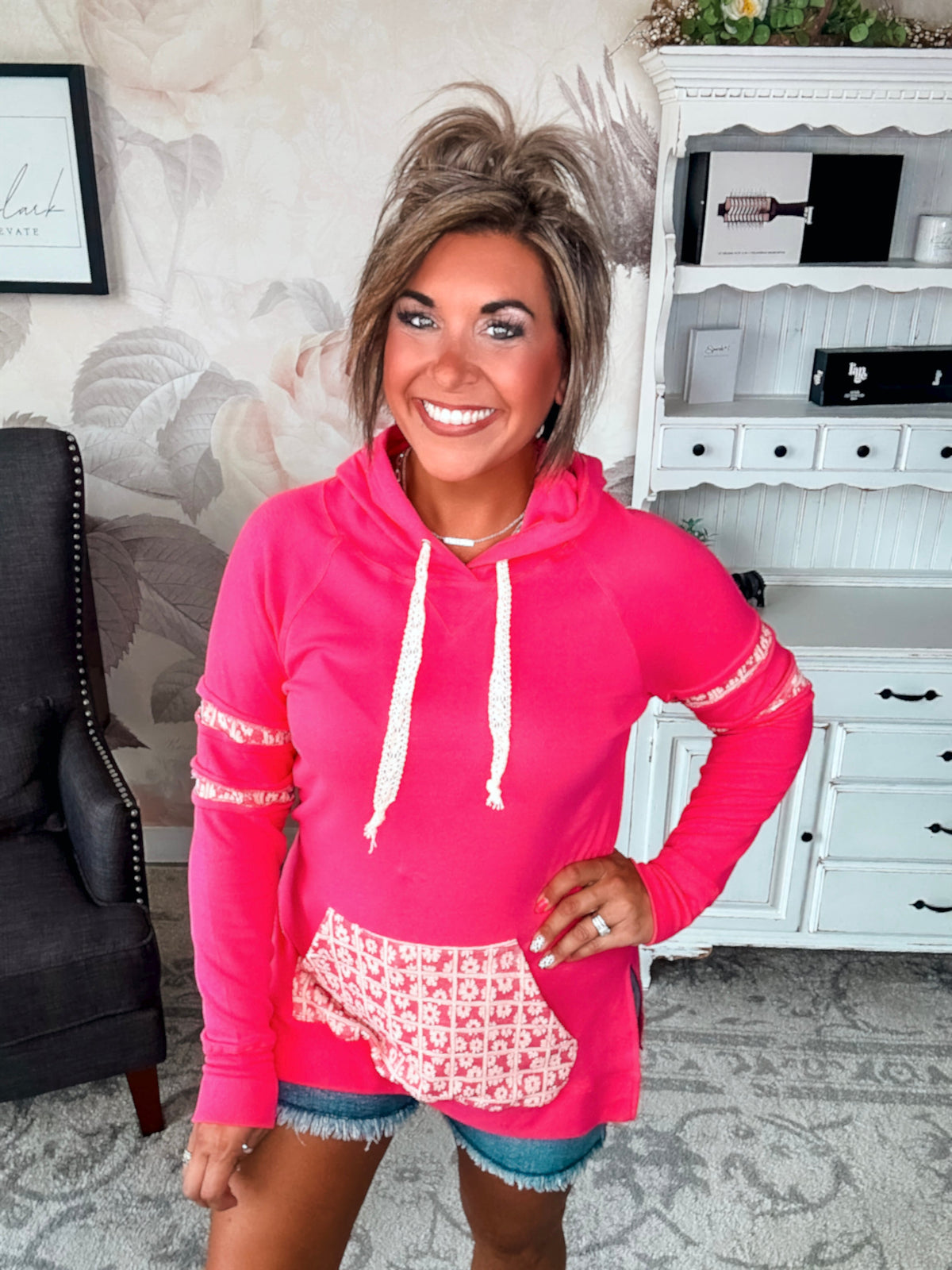 Ampersand Avenue SideSlit Hoodie - Made For You - Pink