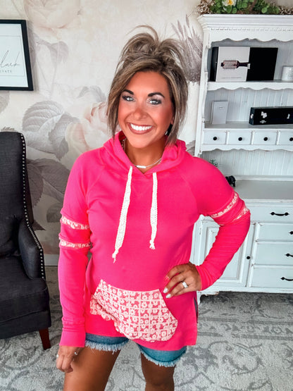 Ampersand Avenue SideSlit Hoodie - Made For You - Pink