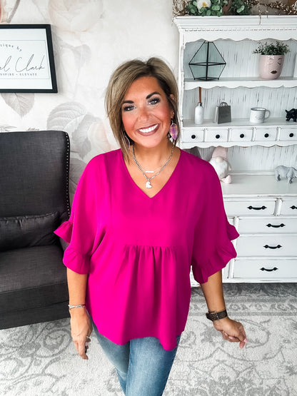 Close to Me Blouse - Magenta