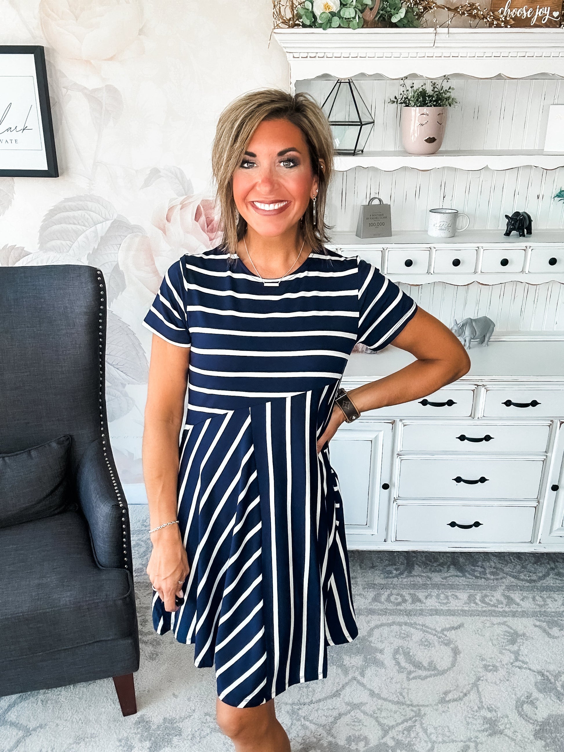 Call Me Back Home Dress - Navy