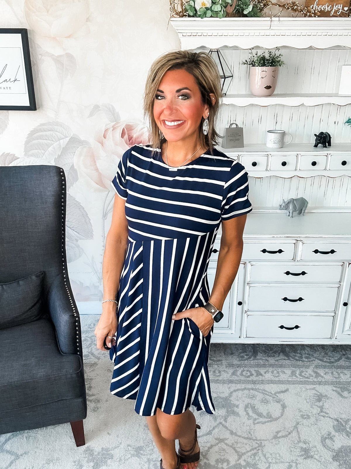 Call Me Back Home Dress - Navy