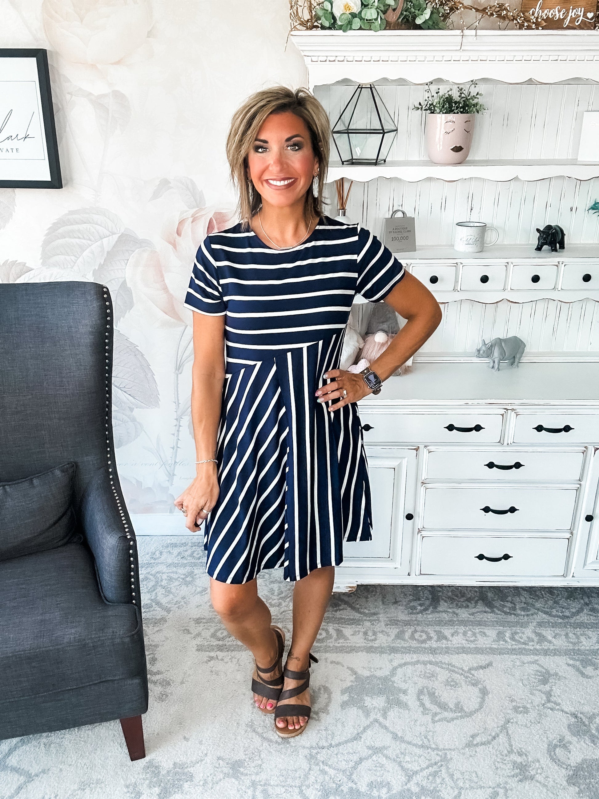 Call Me Back Home Dress - Navy