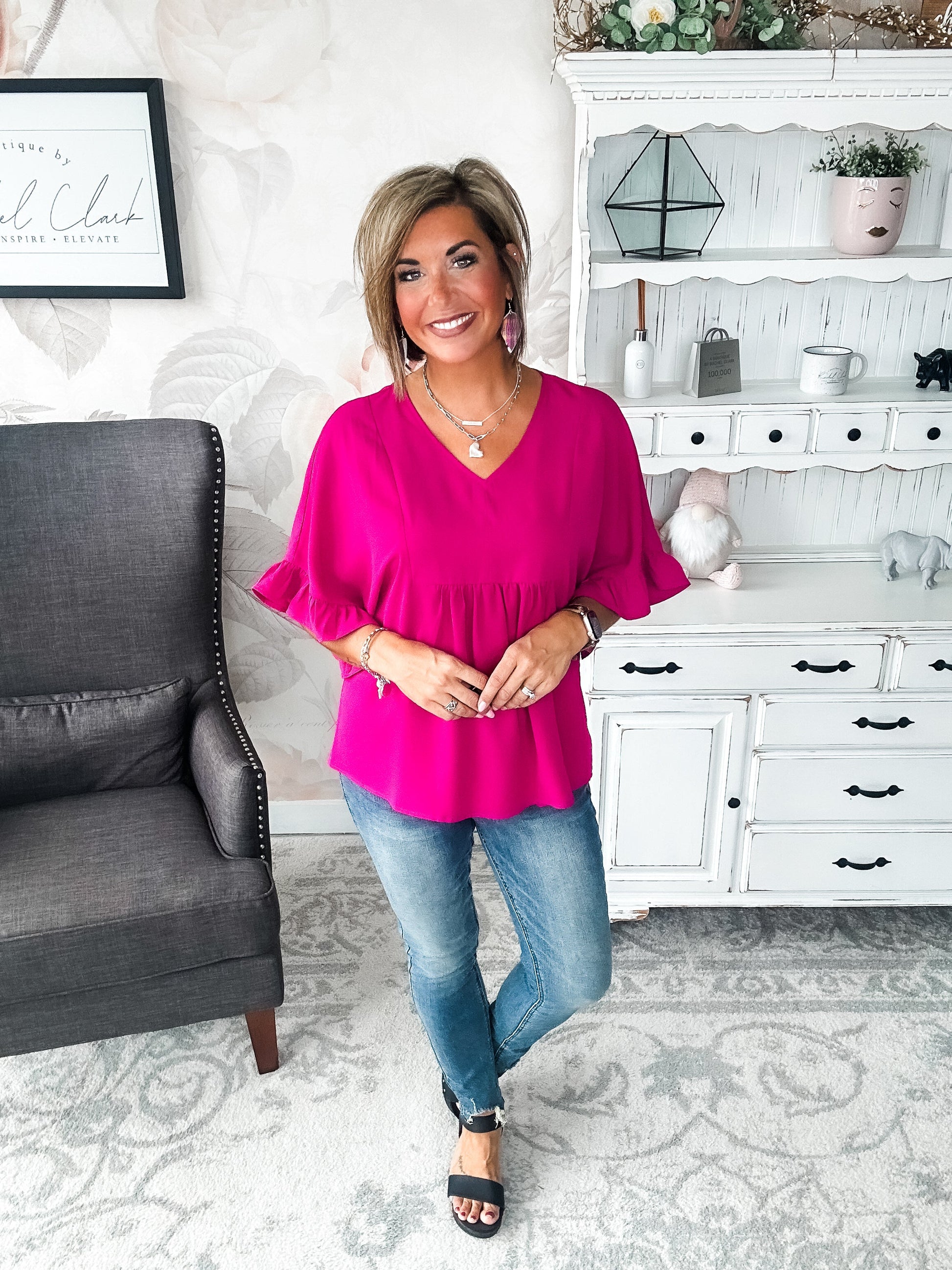 Close to Me Blouse - Magenta