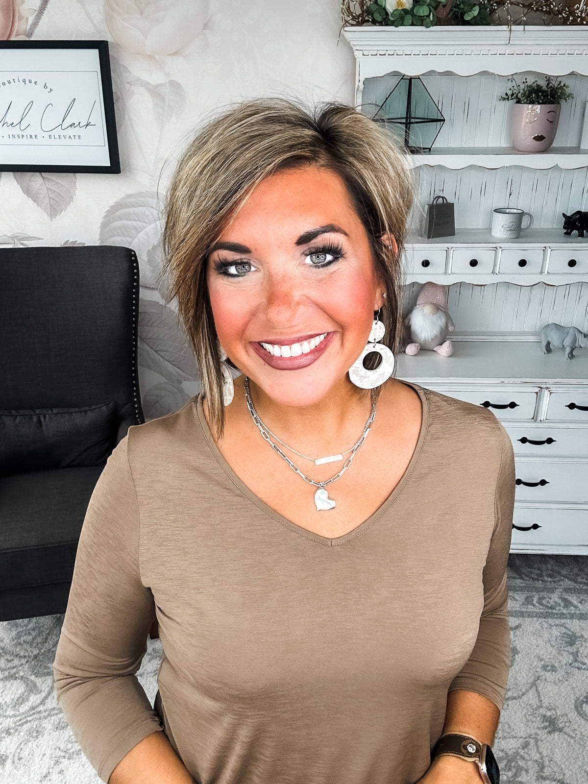 Find The Answer V-neck Top - Mocha