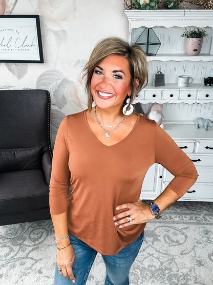 Find The Answer V-neck Top - Rust