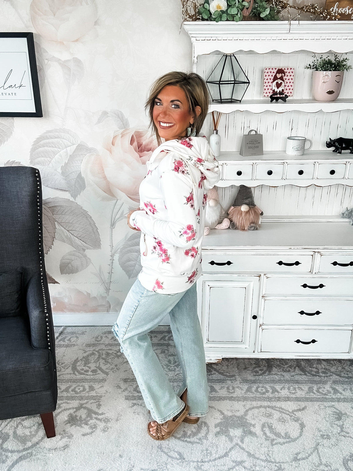 Ampersand Avenue Halfzip Sweatshirt - Garden Bloom