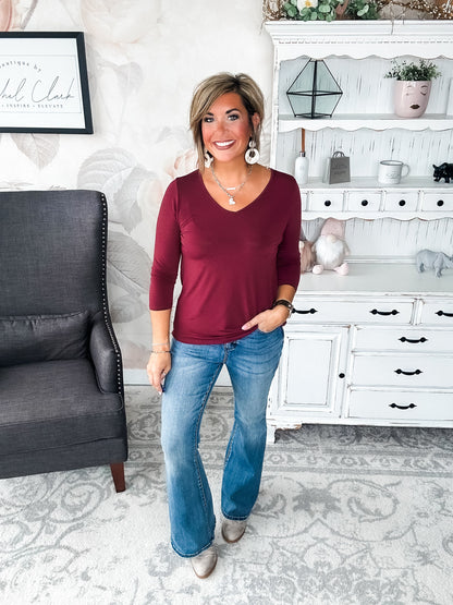 Find The Answer V-neck Top - Wine