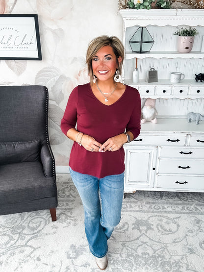 Find The Answer V-neck Top - Wine