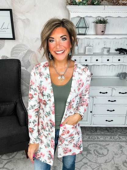 Anytime You Want Floral Cardigan - Ivory