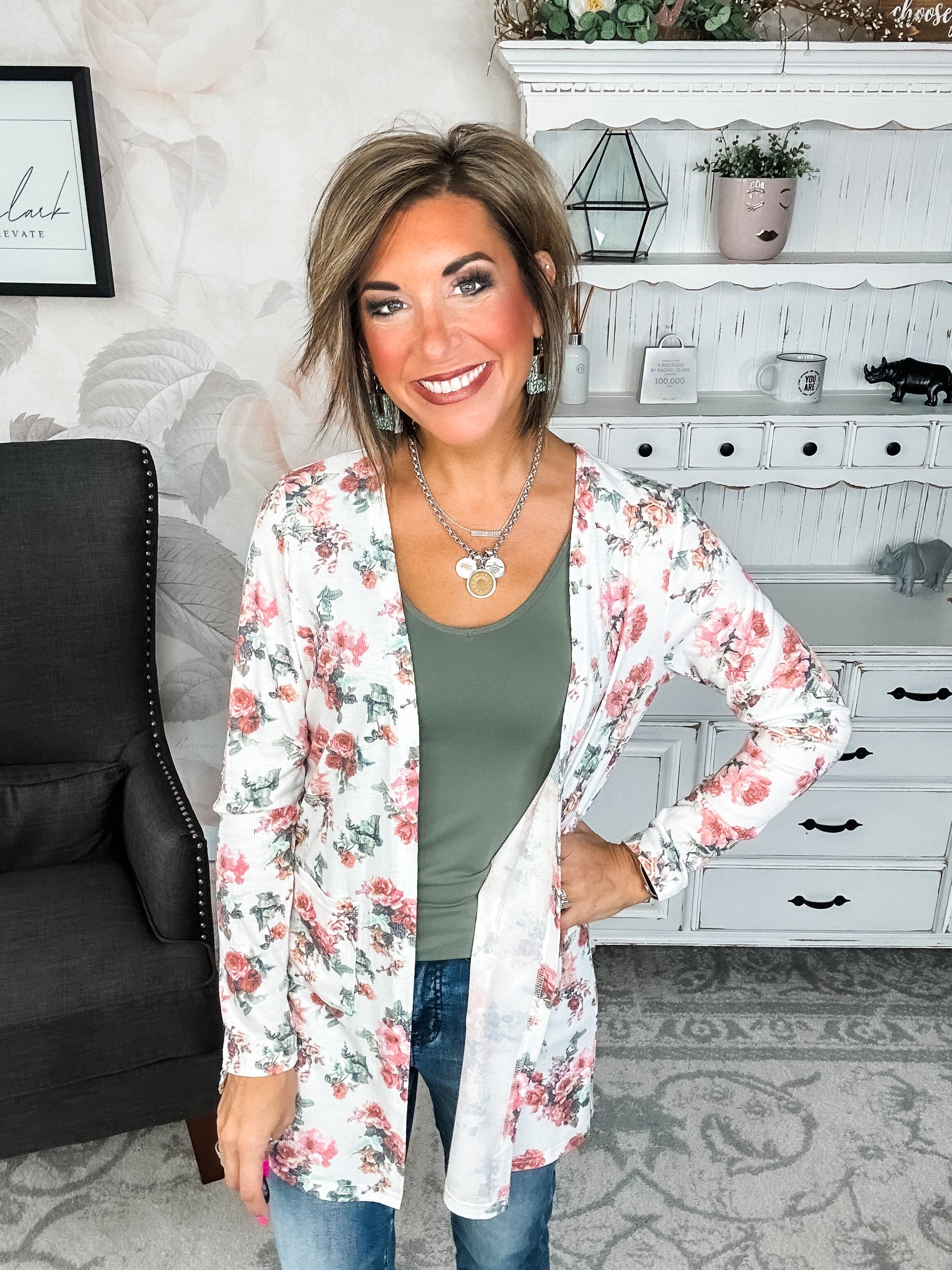 Anytime You Want Floral Cardigan - Ivory